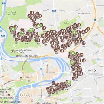 Mapa psích luk a psích košů