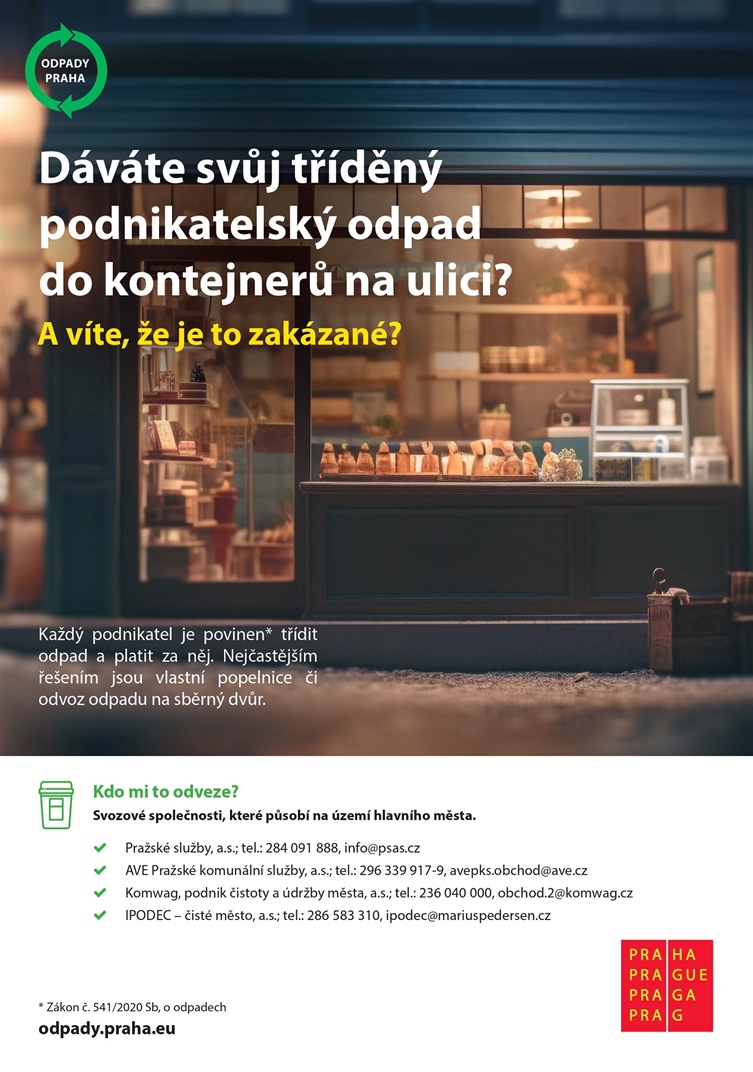 Dáváte svůj tříděný podnikatelský odpad do kontejneru na ulici - leták
