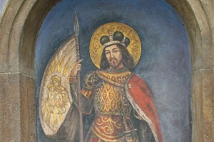 Výklenková kaplička s obrazem sv. Václava - současný stav